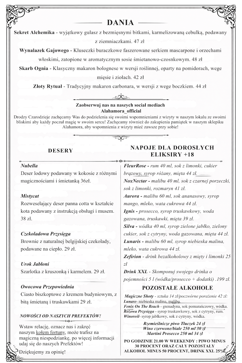 Menu Alahamora Magiczna Kawiarnia-1