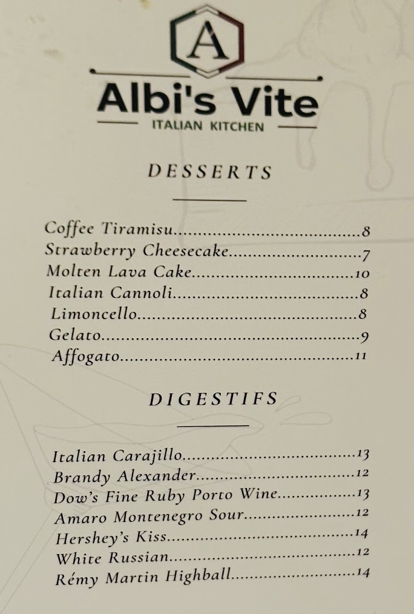 Menu Albi's Vite Italian Kitchen-1