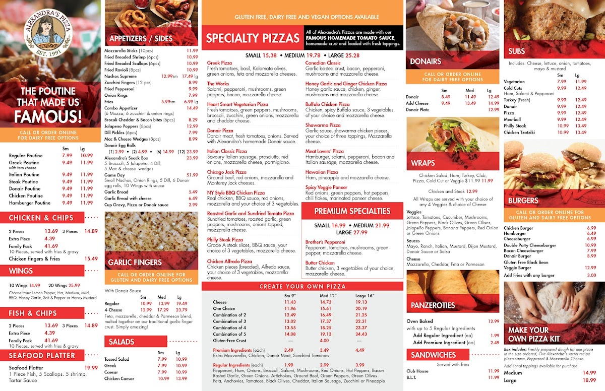 Menu Alexandra’S Pizza Grafton Street - Downtown Halifax-1