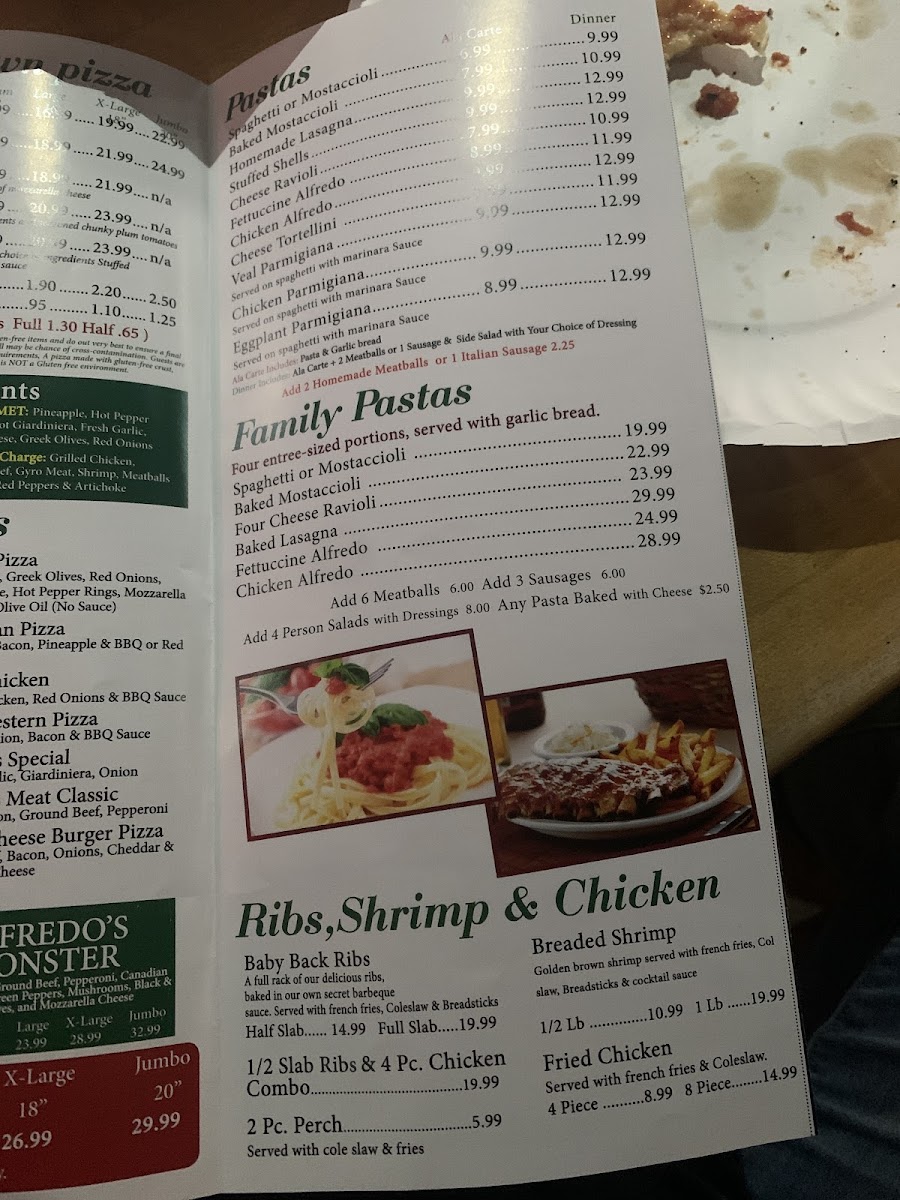 Menu Alfredo's Pizza & Pasta-1