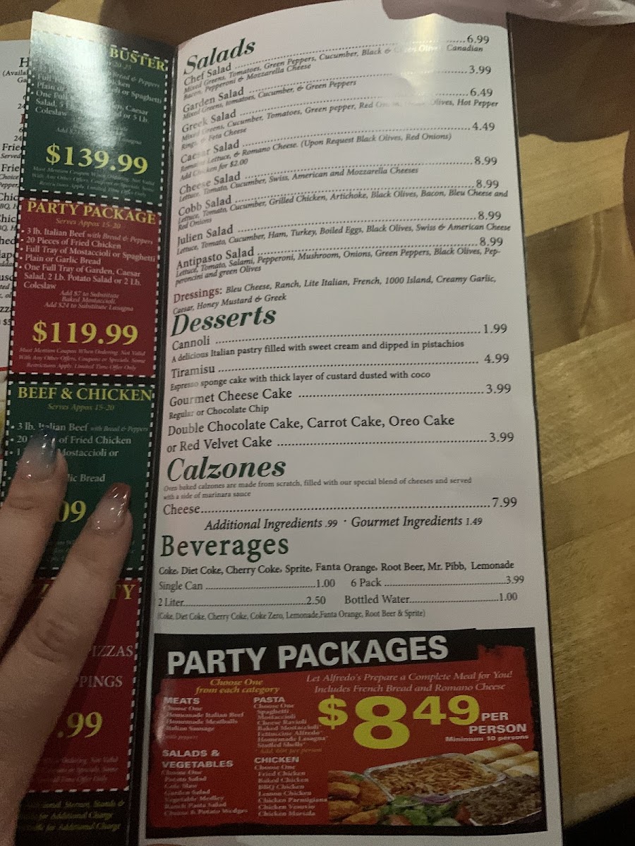 Menu Alfredo's Pizza & Pasta-2