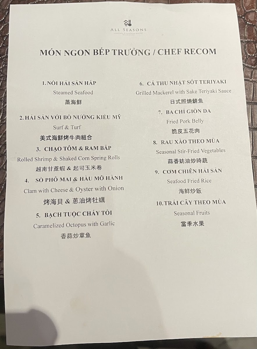 Menu All Seasons Buffet Da Nang-5