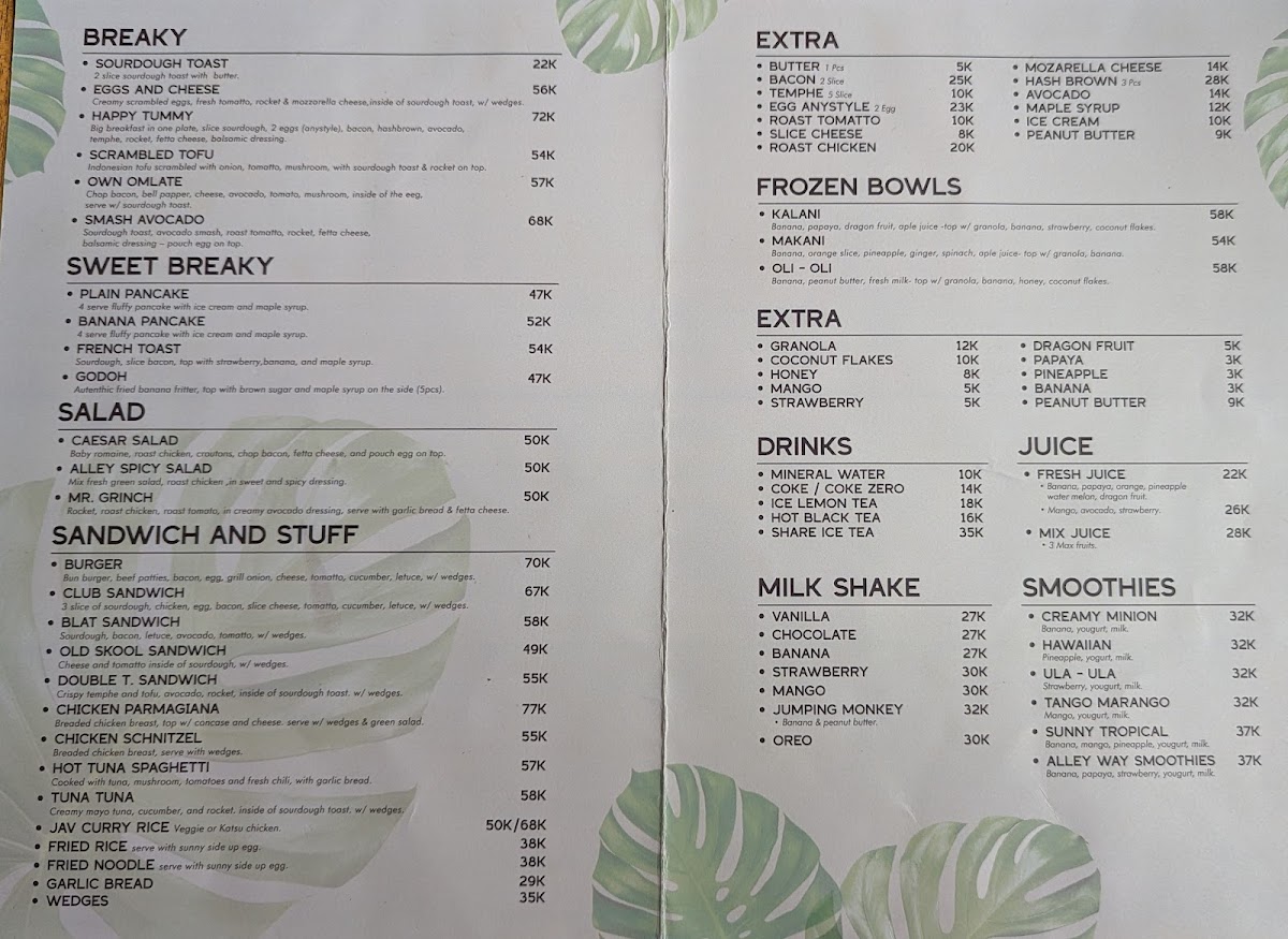Menu Alleyway Shack-1