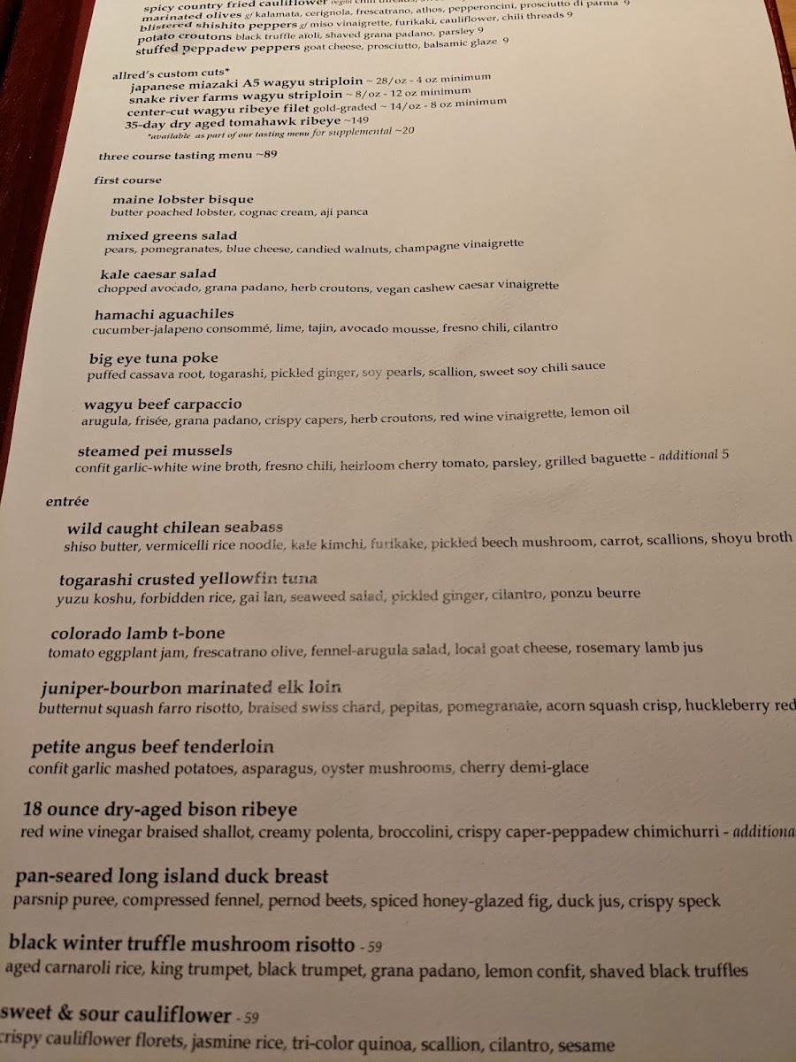Menu Allred's-9
