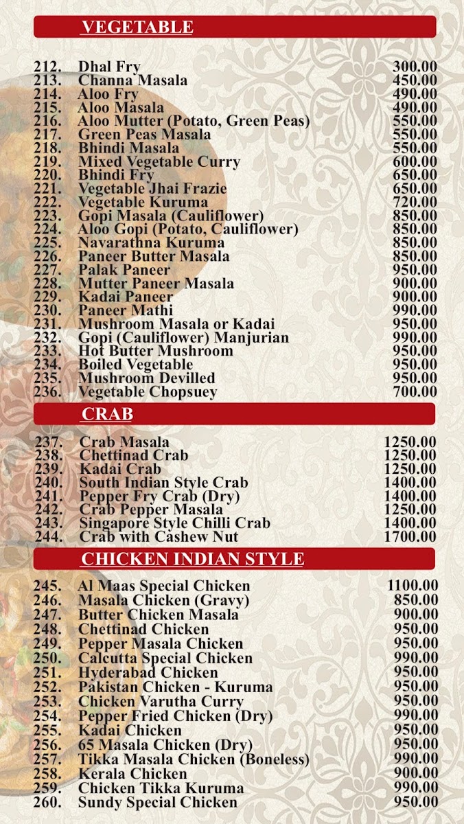 Menu Almaas Indian Restaurant Kollupitiya-10