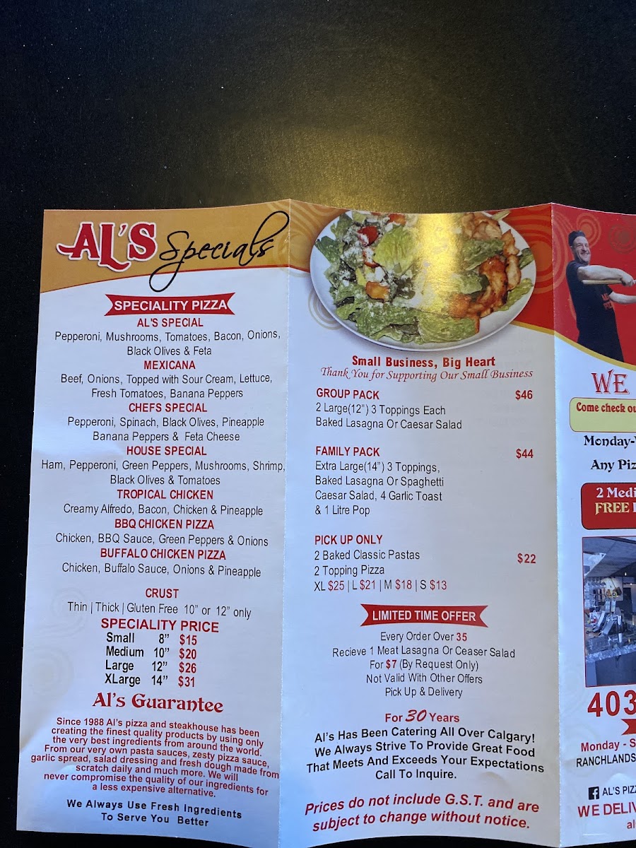 Menu Al's Pizza & Steakhouse-1