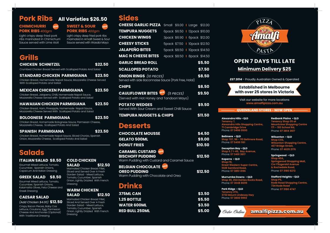 Menu Amalfi Pizza & Pasta Deception Bay-1
