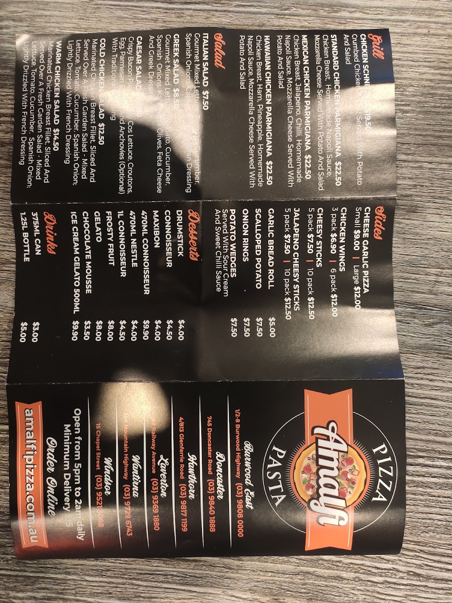 Menu Amalfi Pizza & Pasta Hawthorn-6
