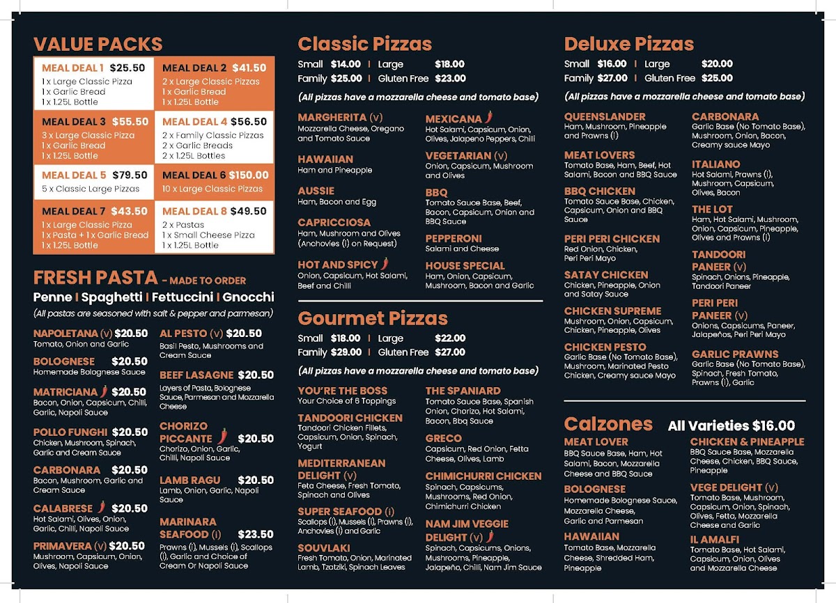Menu Amalfi Pizza & Pasta Murrumba Downs-1