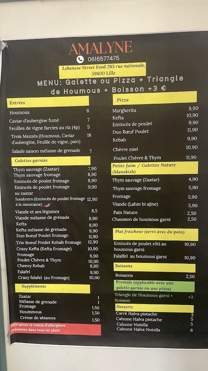 Menu Amalyne - Du Fait Maison Libanais-1