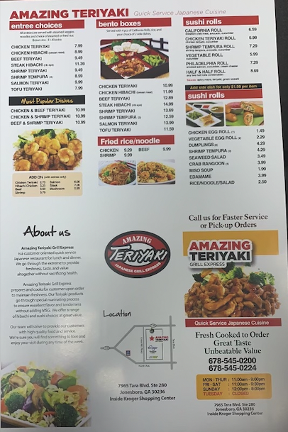 Menu Amazing Teriyaki Japanese Grill Express-1