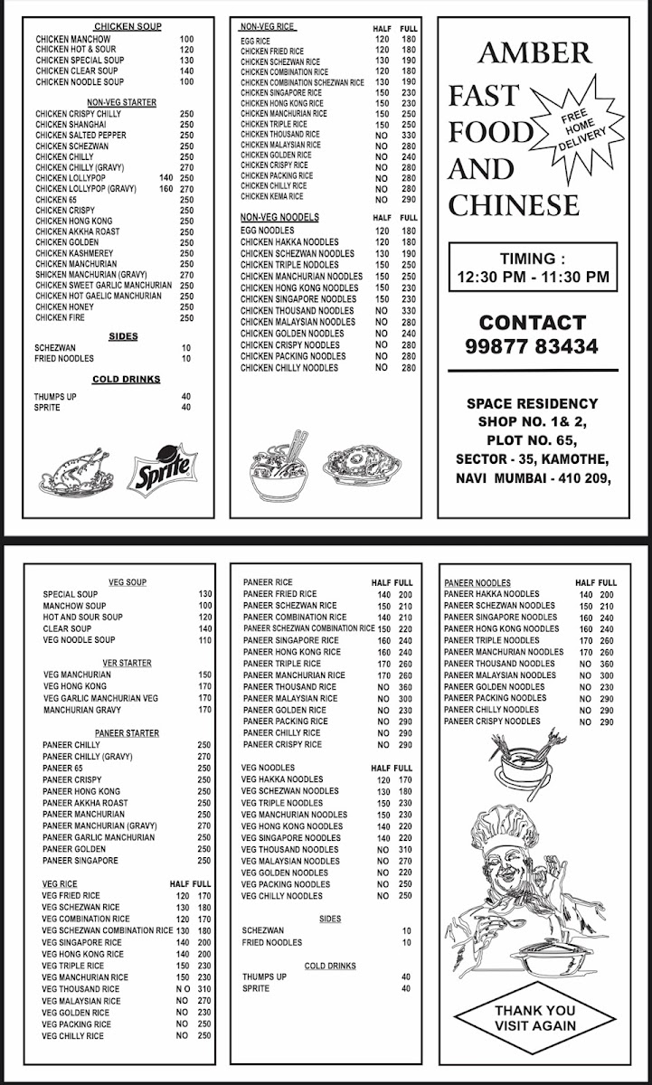 Menu Amber Fast Food And Chinese-1