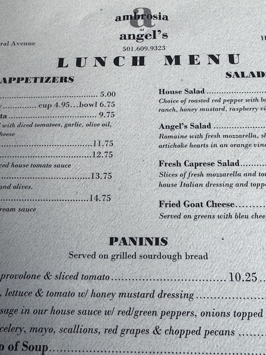 Menu Ambrosia At Angels Italian Restaurant & Bar-3
