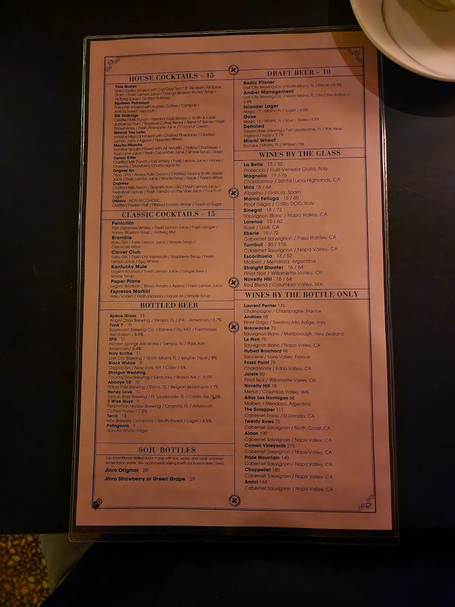 Menu Amelia's 1931-3