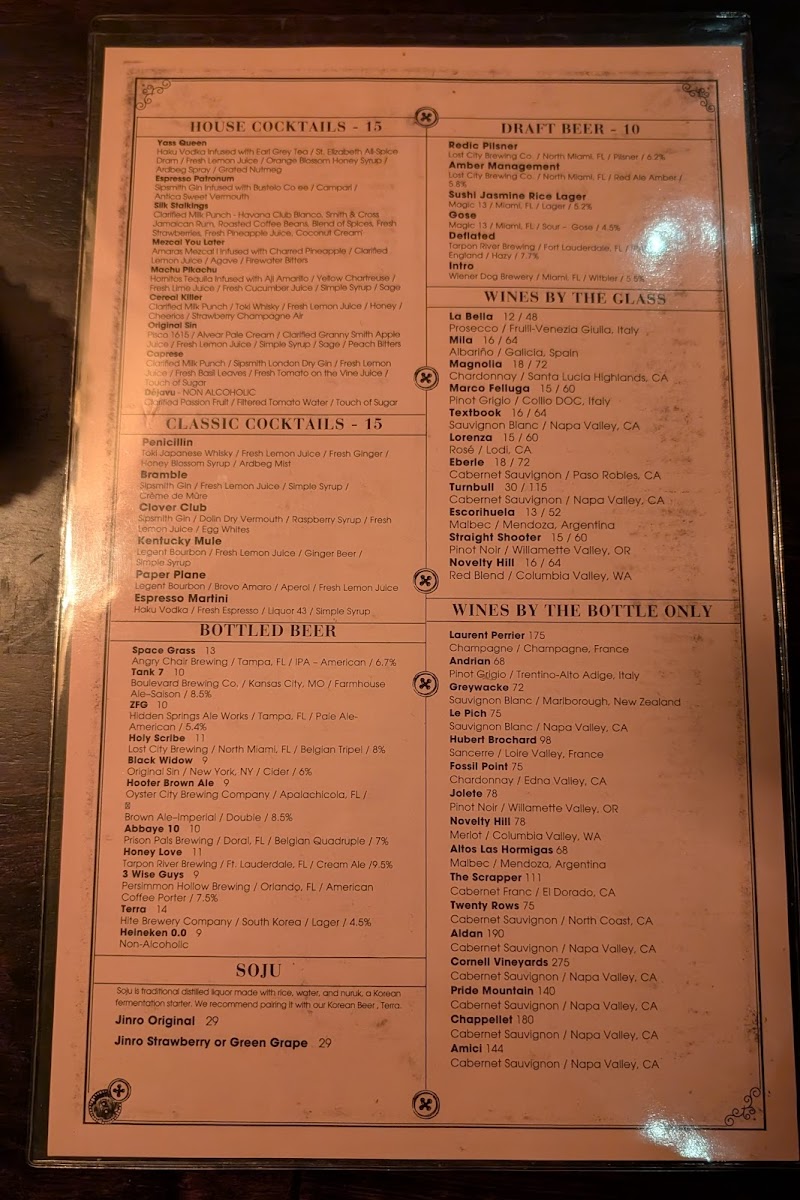 Menu Amelia's 1931-5