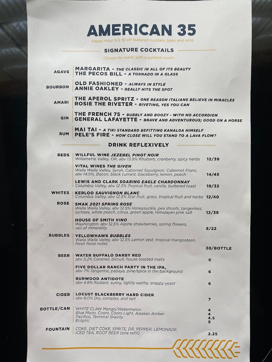 Menu American 35-3