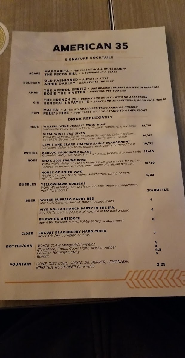 Menu American 35-6