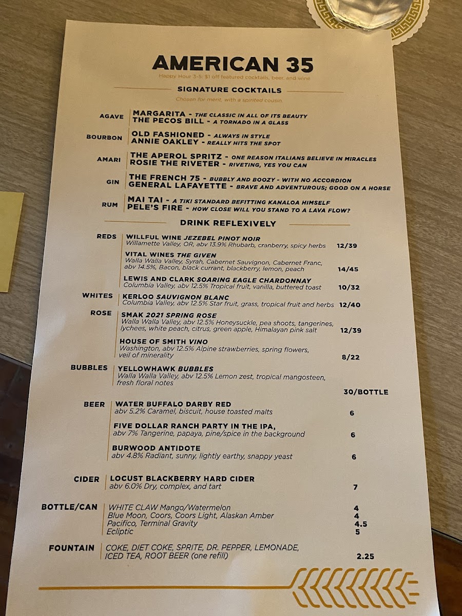 Menu American 35-7