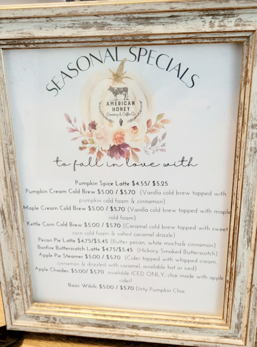 Menu American Honey Creamery And Coffee Co.-8