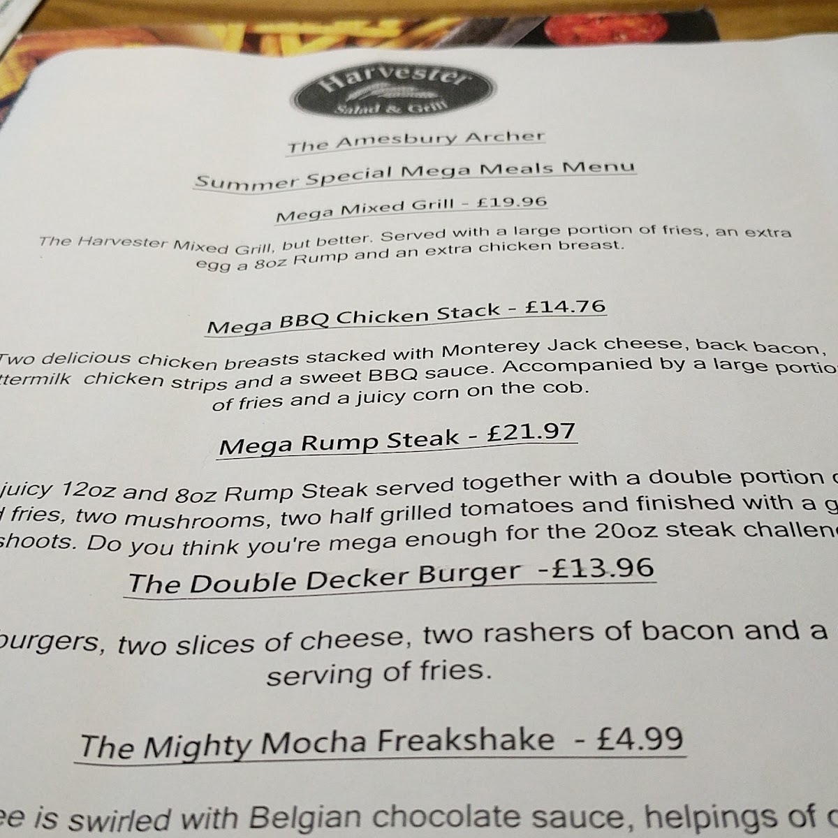 Menu Amesbury Archer Harvester-2