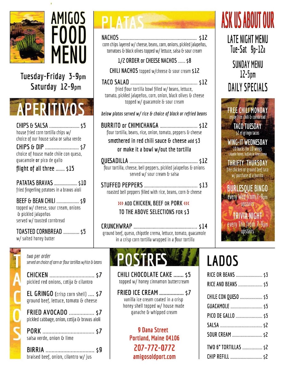 Menu Amigos Mexican Restaurant & Bar-1