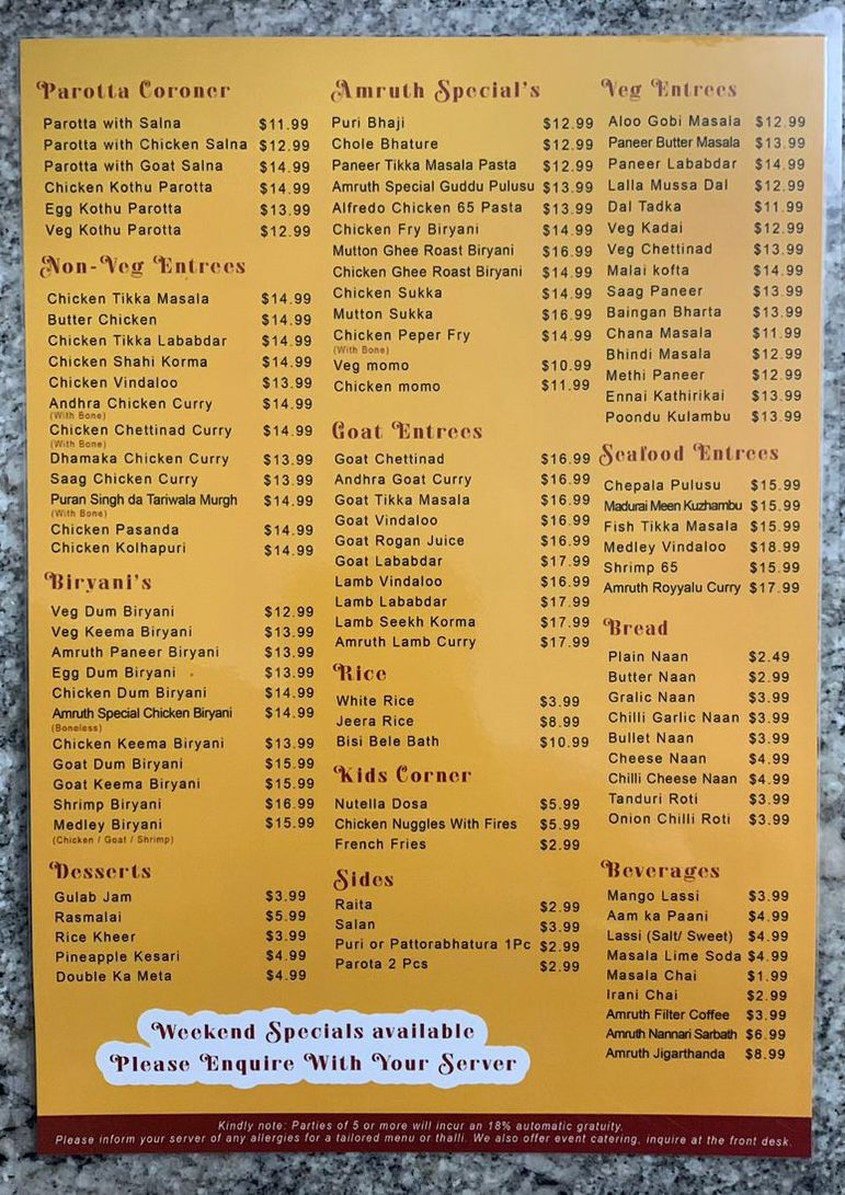 Menu Amruth Indian Grill-1