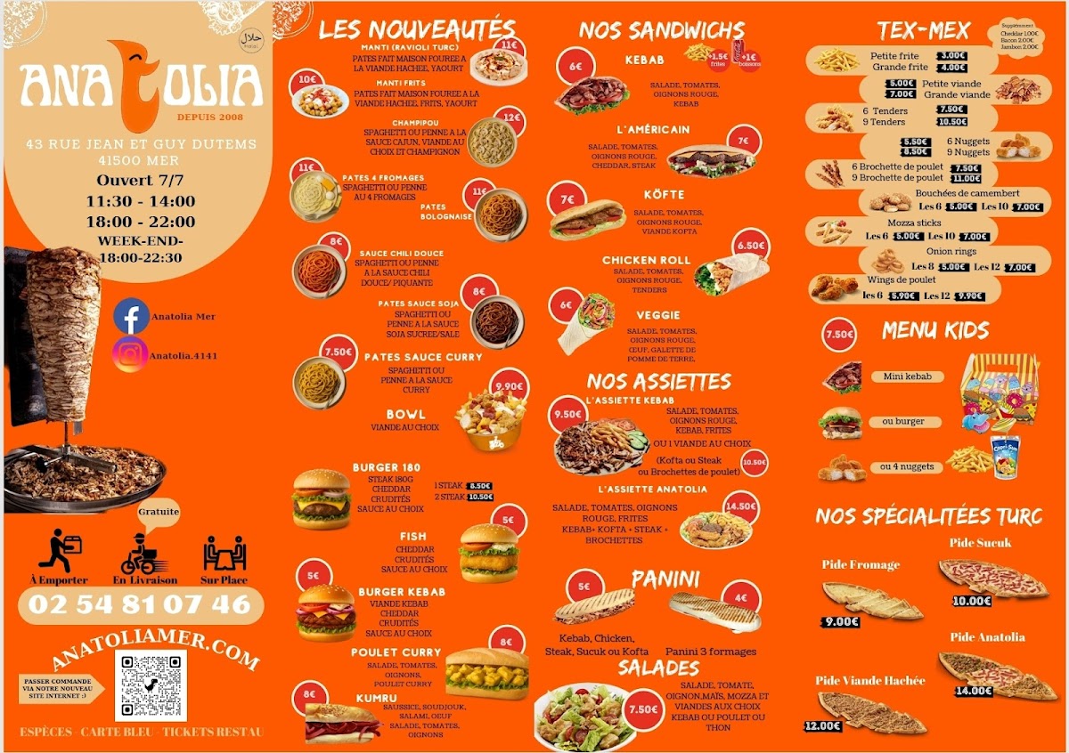 Menu Anatolia Kebab Pizza Burger Tacos Pate Dessert Glace-1