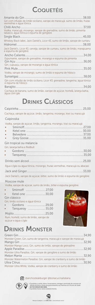 Menu Ancho Steak Burger & Bona Cucina Italiana-1
