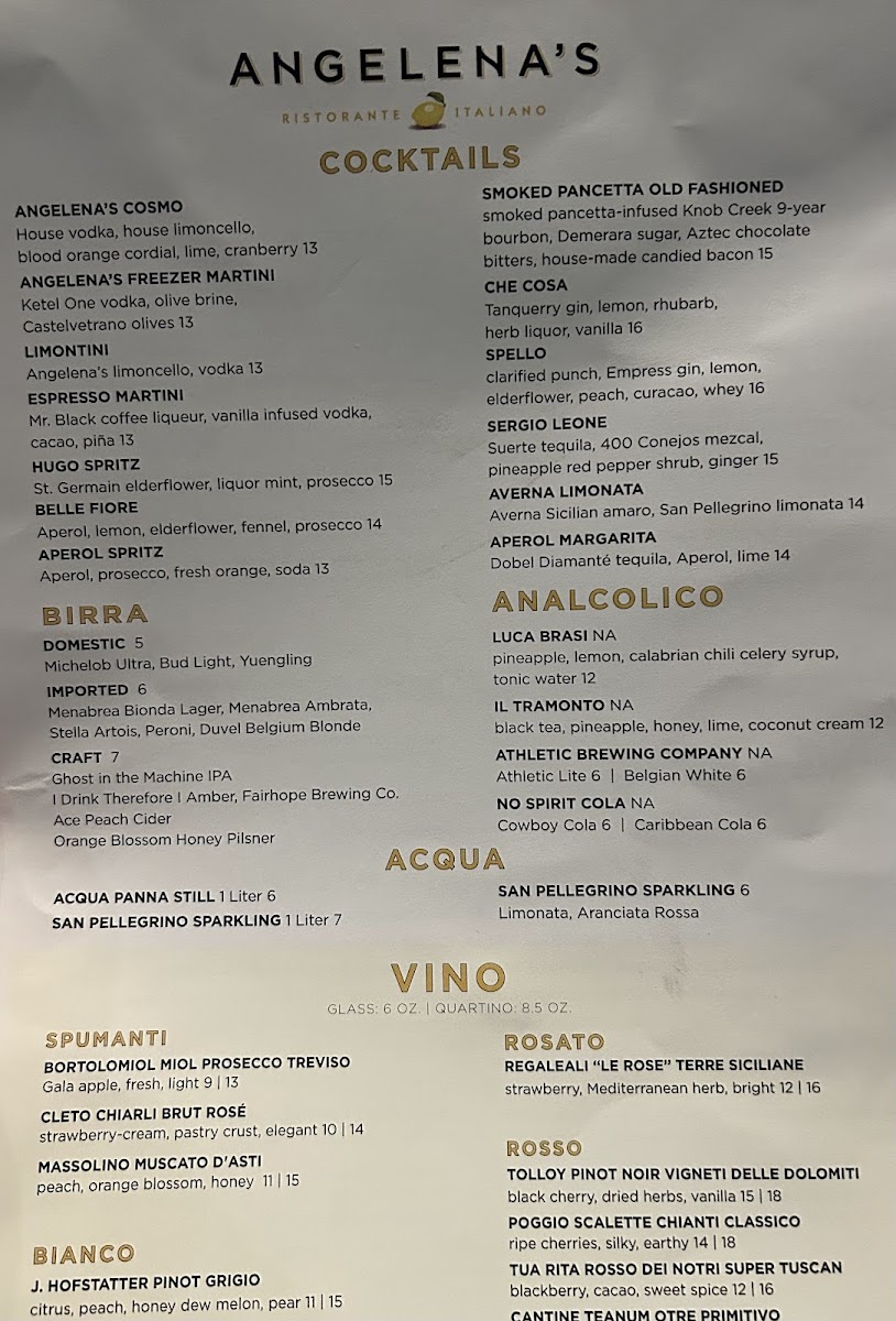 Menu Angelena's Ristorante Italiano-1