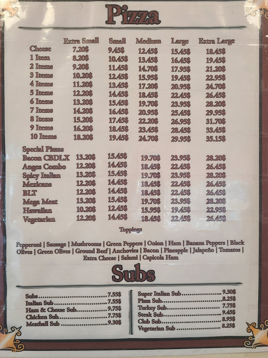 Menu Ange's Pizza-1