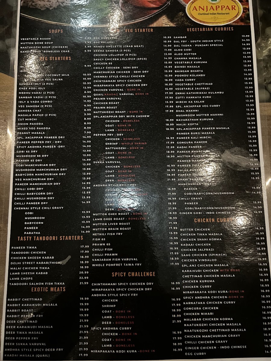 Menu Anjappar Chettinad Indian Restaurant-10