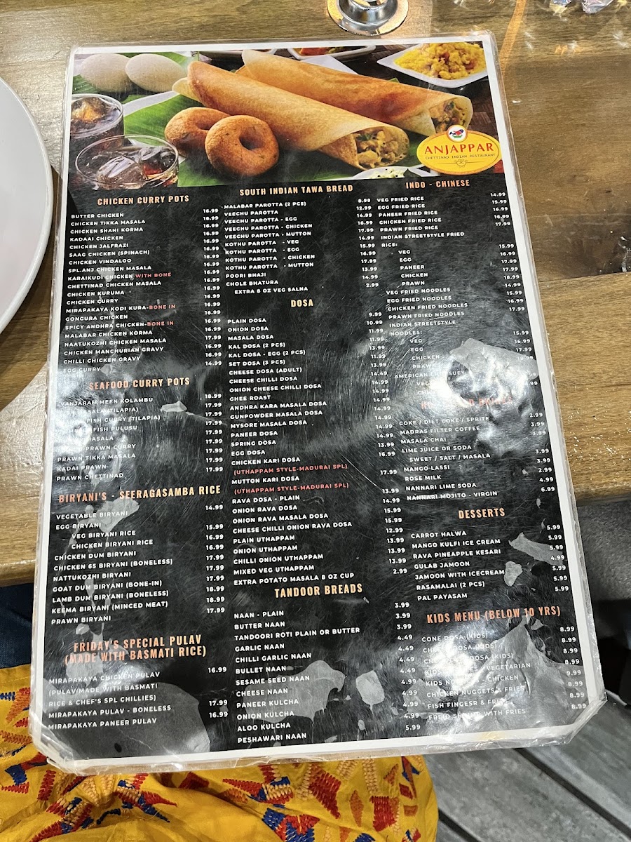Menu Anjappar Chettinad Indian Restaurant-5