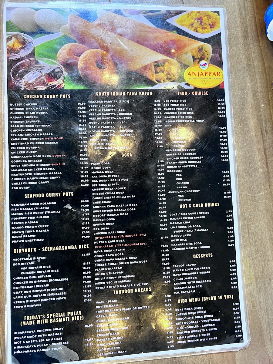 Menu Anjappar Chettinad Indian Restaurant-9