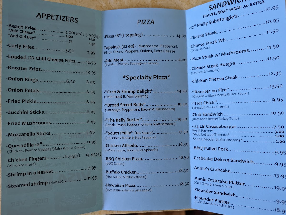 Menu Annie's Top Of The Beach-2