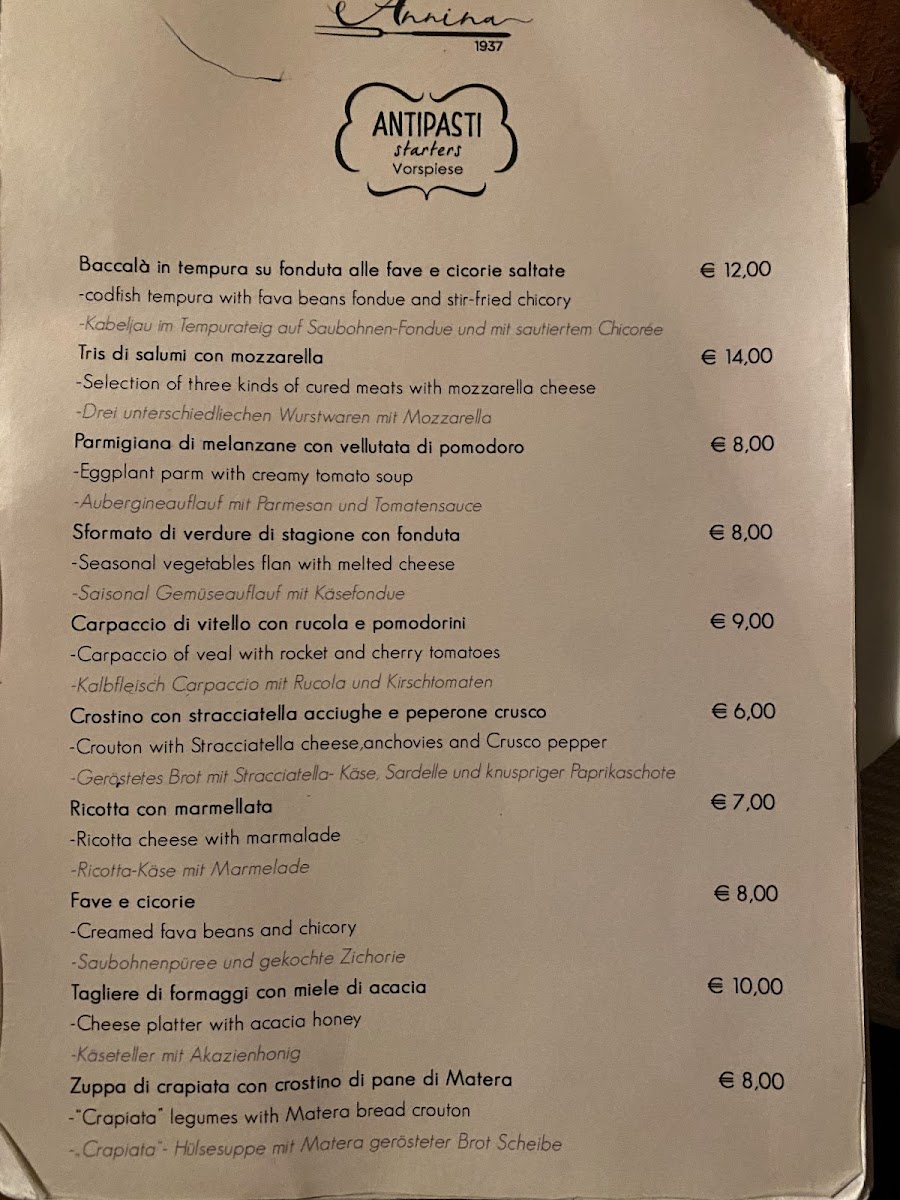 Menu Annina 1937-5