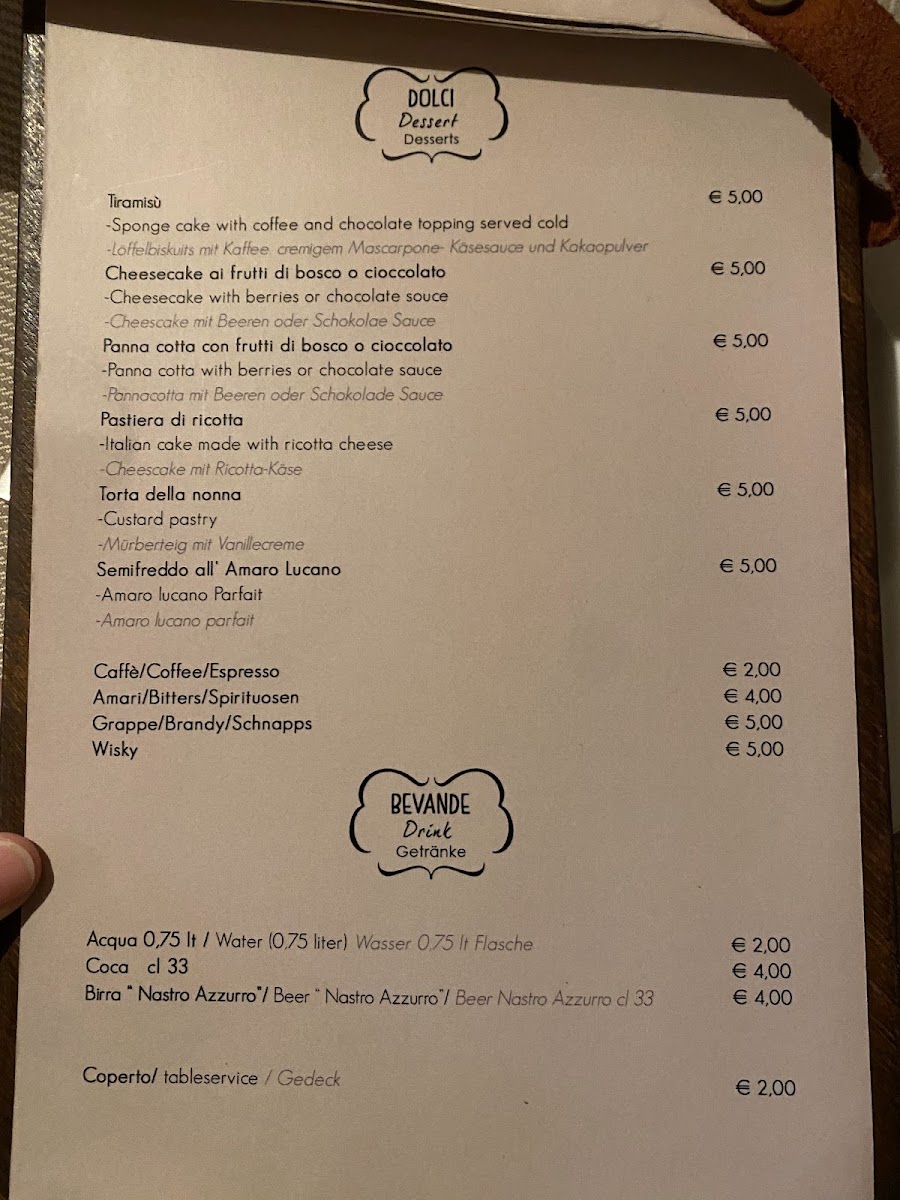 Menu Annina 1937-8