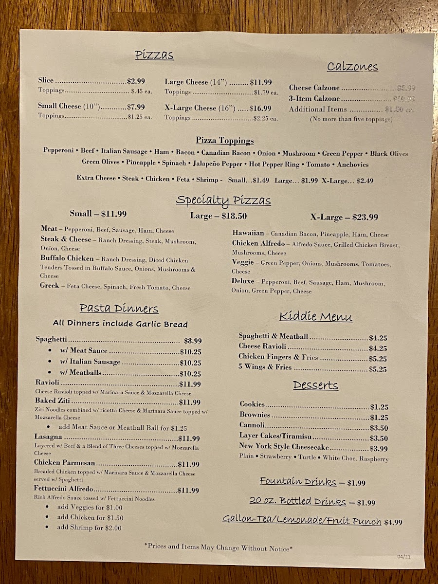 Menu Anthony's Pizzeria-5