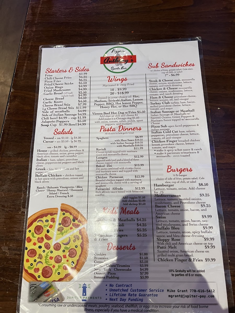Menu Anthony's Pizzeria-6