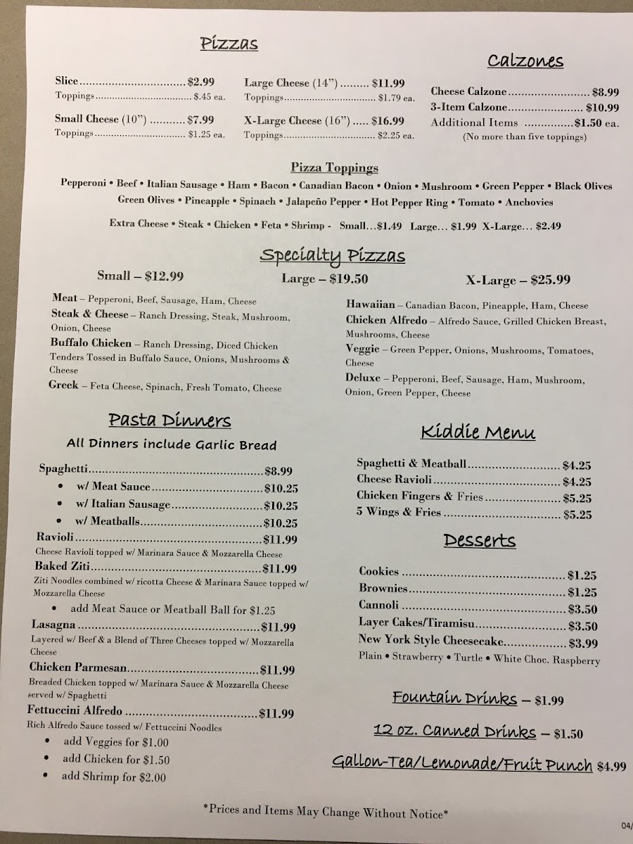 Menu Anthony's Pizzeria-7
