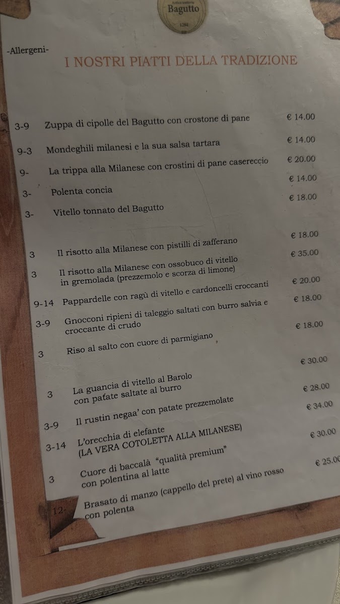 Menu Antica Trattoria Bagutto Dal 1284-3