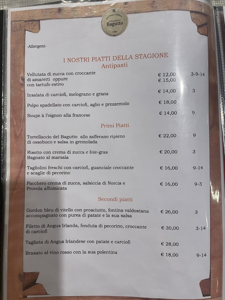 Menu Antica Trattoria Bagutto Dal 1284-4