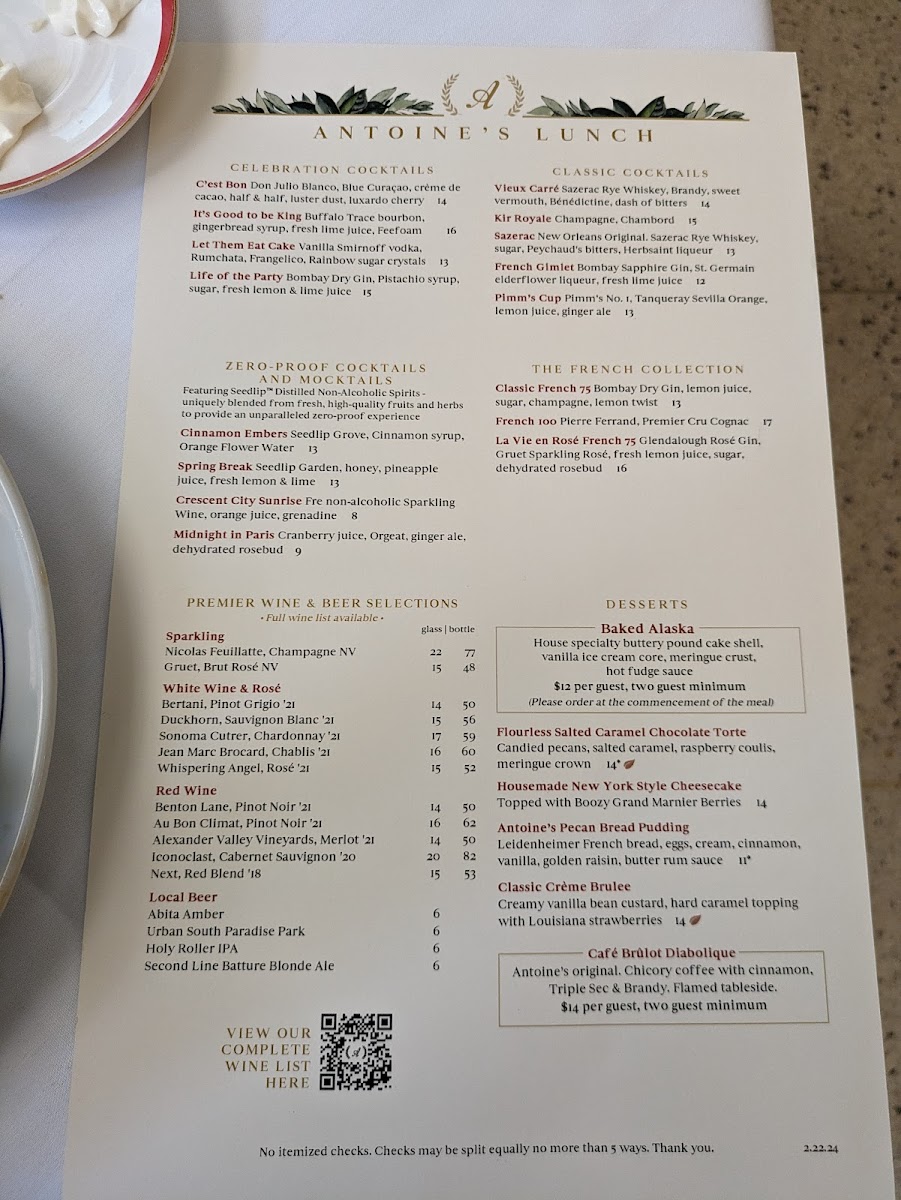 Menu Antoine's Restaurant-2