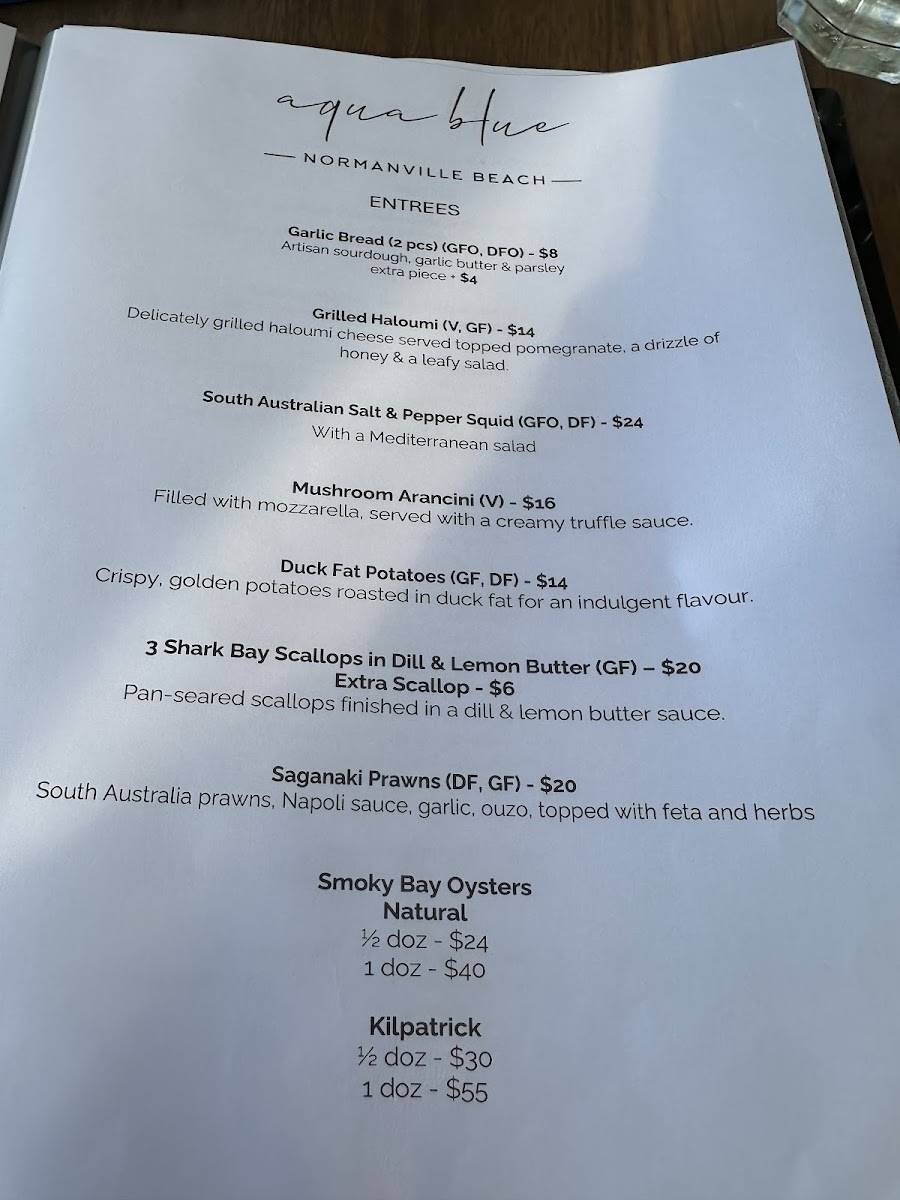 Menu Aqua Blue Normanville Beach-1