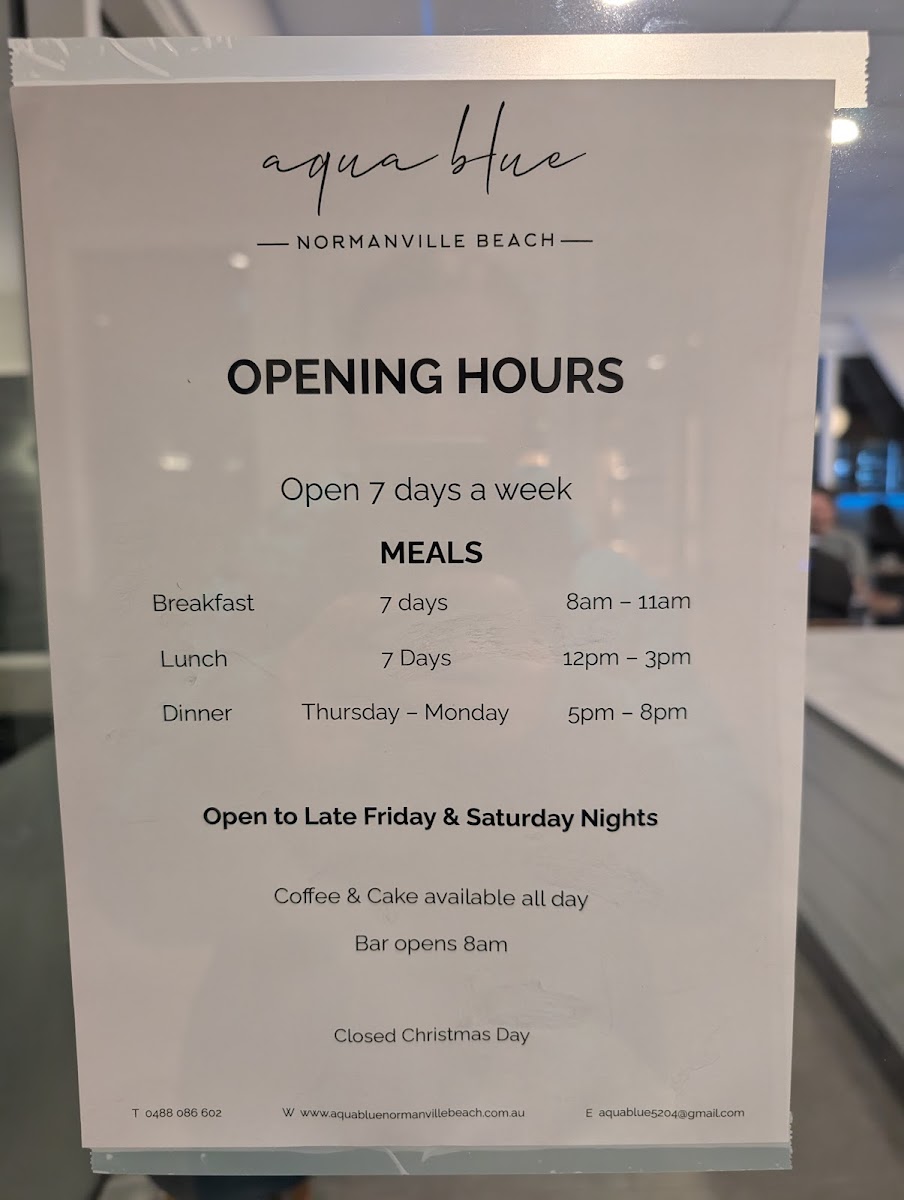 Menu Aqua Blue Normanville Beach-10