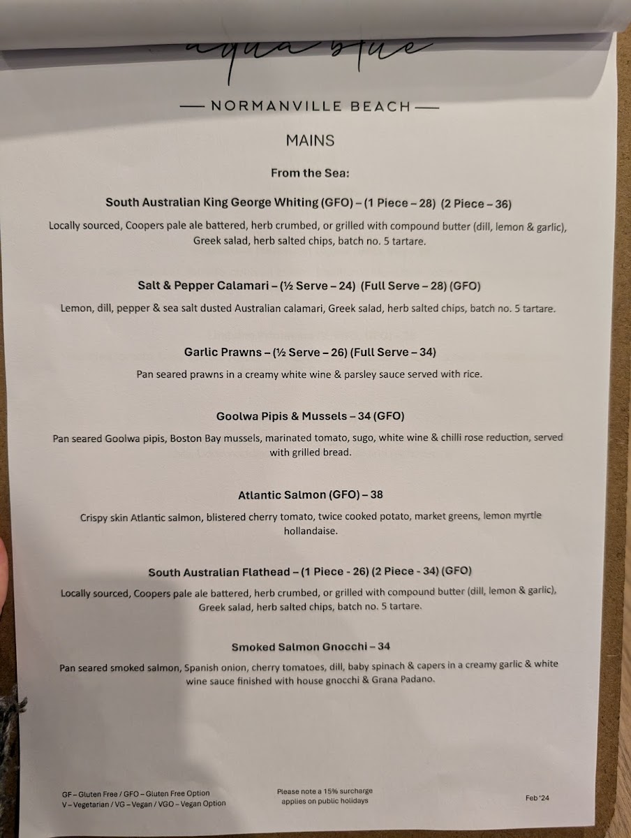 Menu Aqua Blue Normanville Beach-3