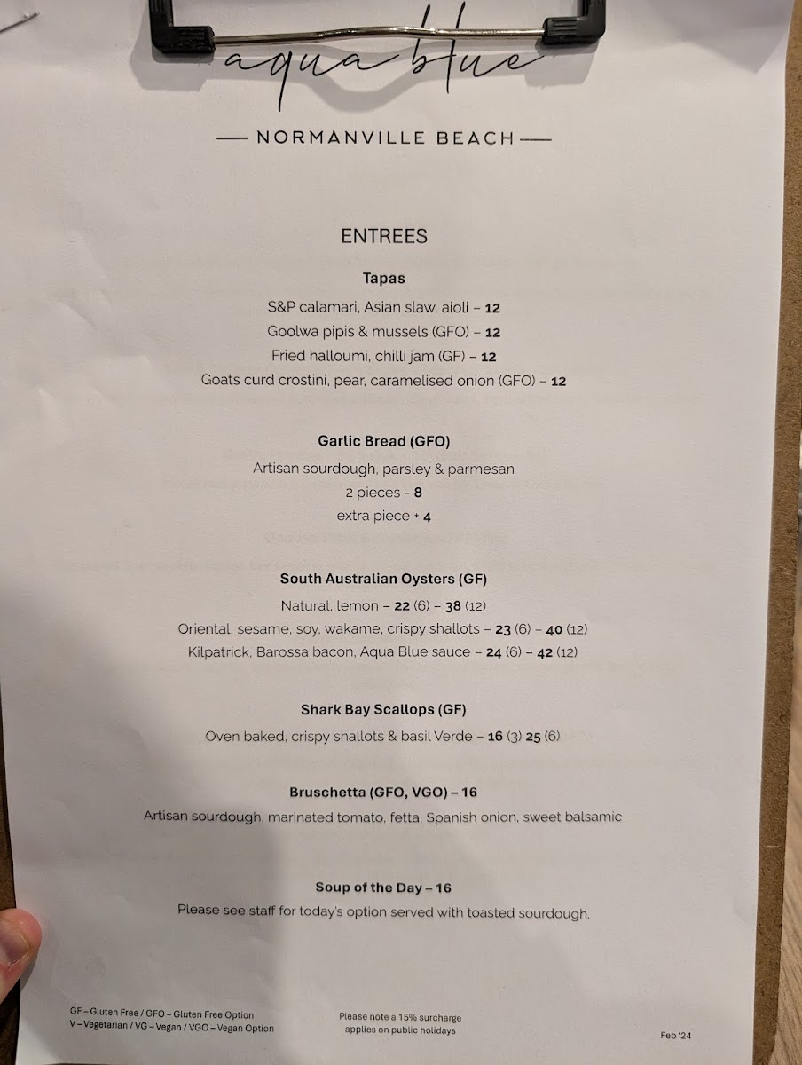 Menu Aqua Blue Normanville Beach-4