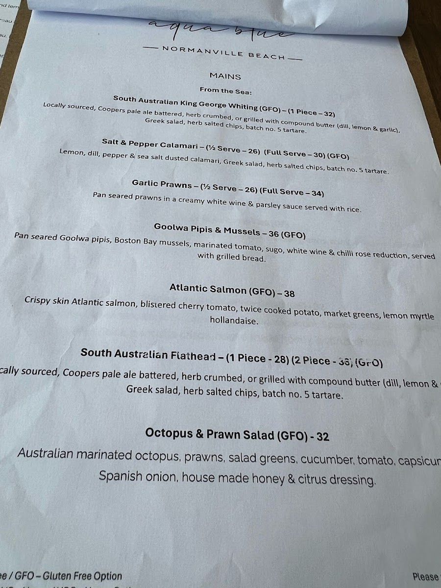 Menu Aqua Blue Normanville Beach-7