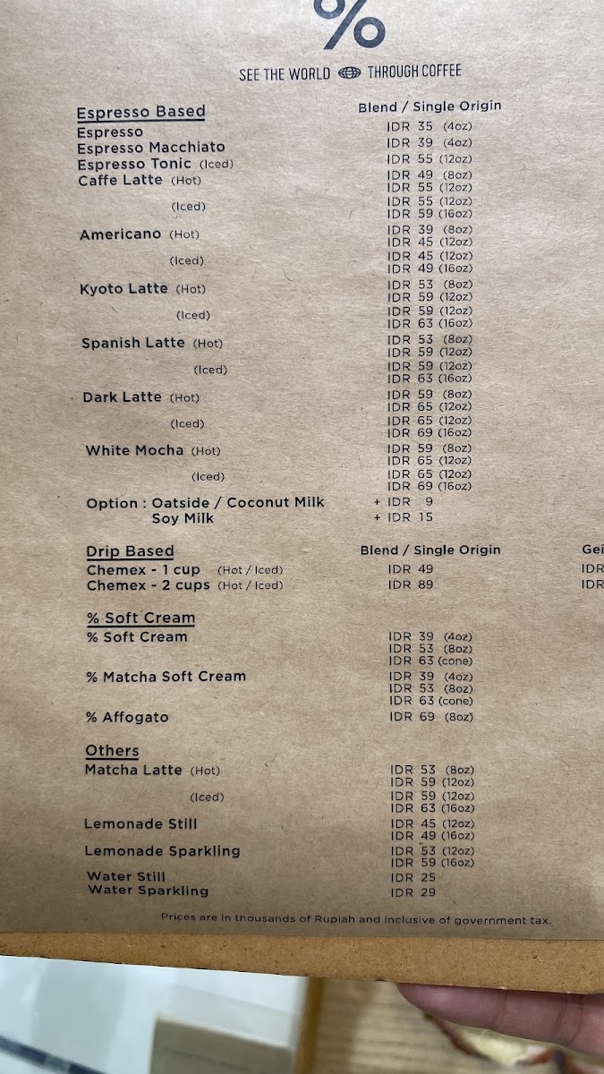 Menu % Arabica Jakarta Central Park-5