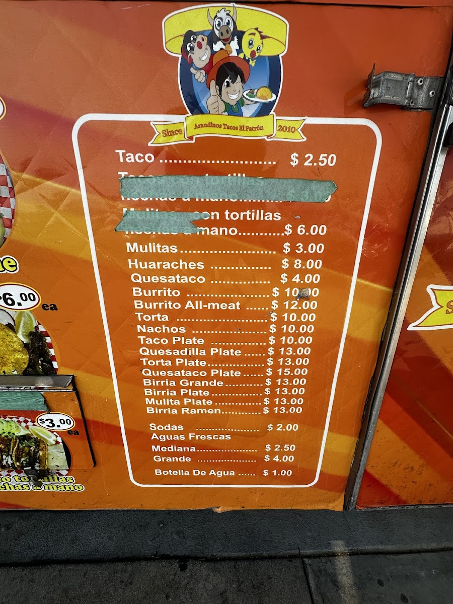 Menu Arandinos Tacos El Patron-2