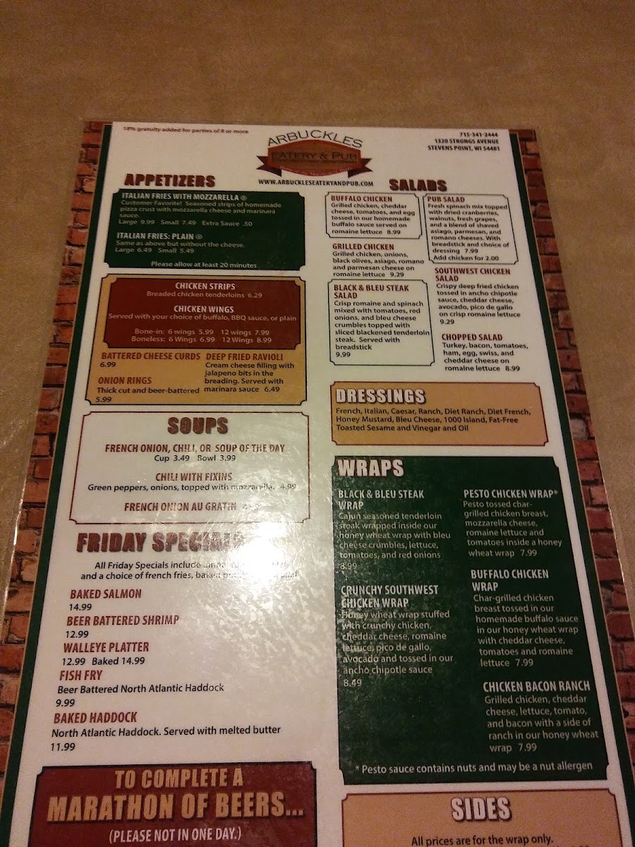 Menu Arbuckles Eatery & Pub-10